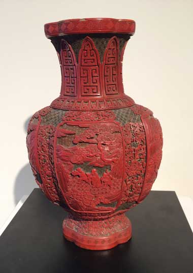 Carved Red Lacquer Vase